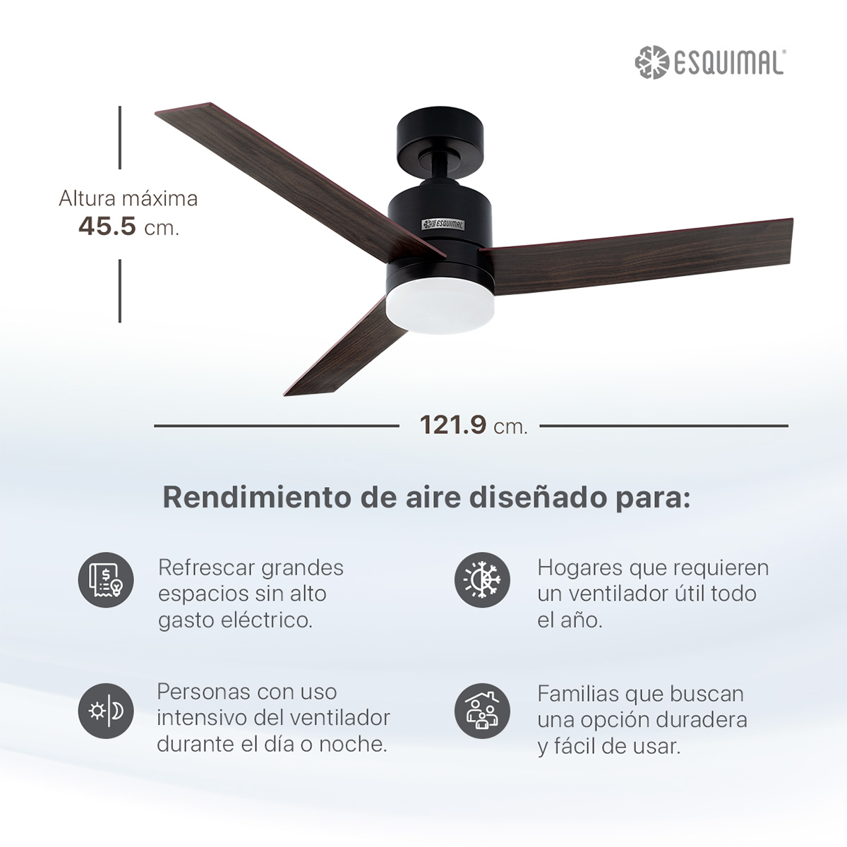 Foto 7 pulgar | Ventilador De Techo Con Lámpara Led Esquimal, 121.9 Cm, Reversible, 6 Velocidades, Temporizador 4 Hrs