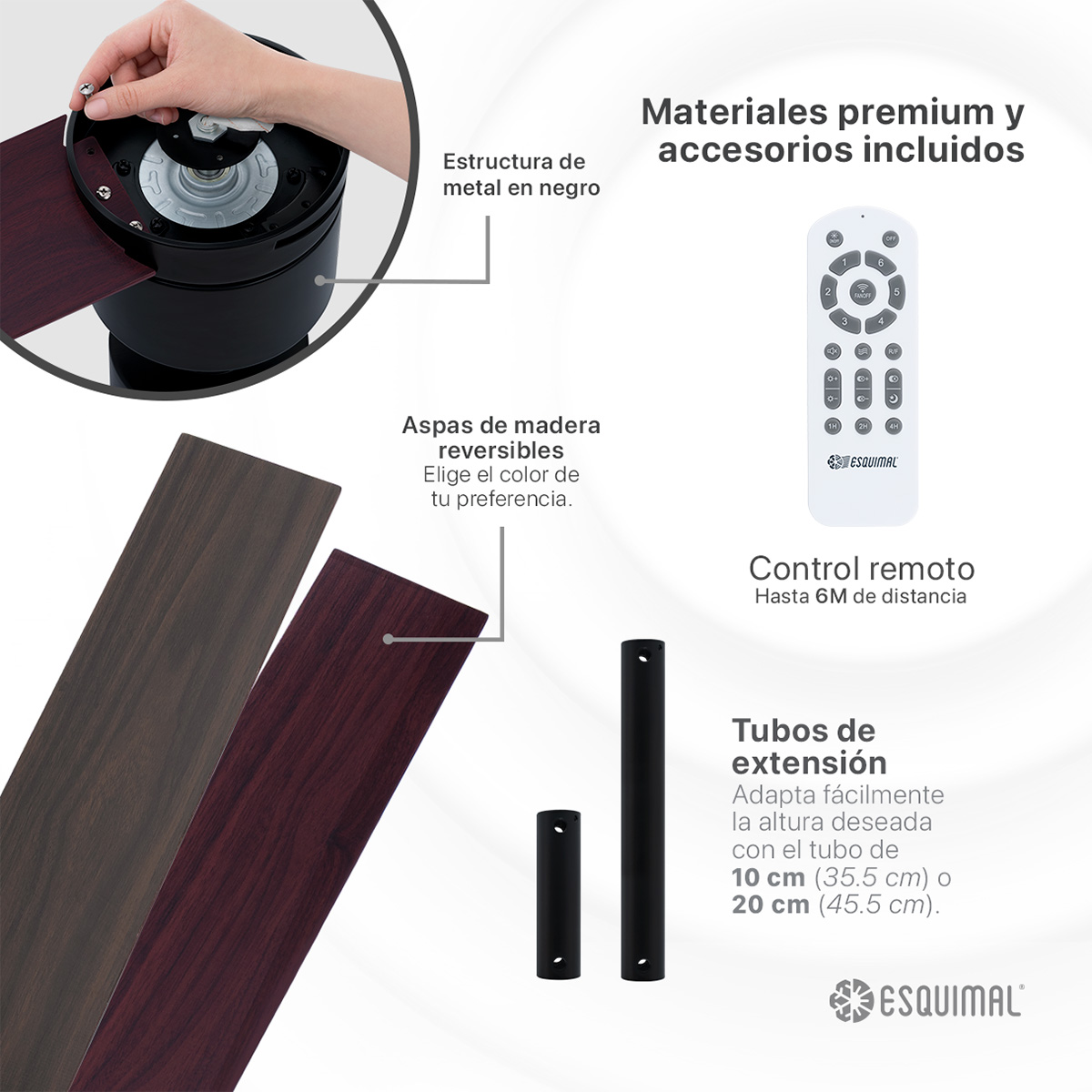 Foto 8 pulgar | Ventilador De Techo Con Lámpara Led Esquimal, 121.9 Cm, Reversible, 6 Velocidades, Temporizador 4 Hrs
