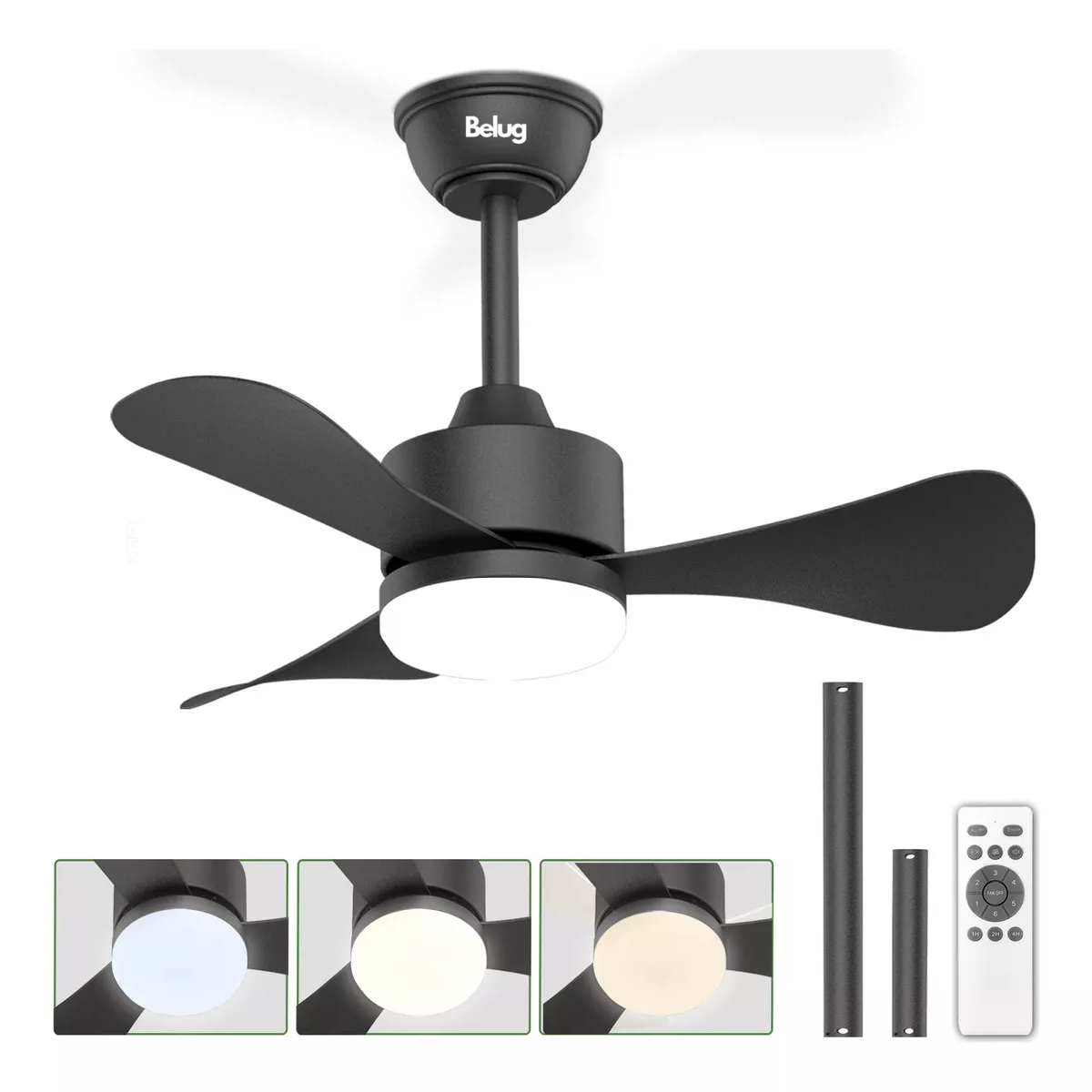 Foto 3 pulgar | Ventilador De Techo Belug Modernos De 28 Pulgadas Negro