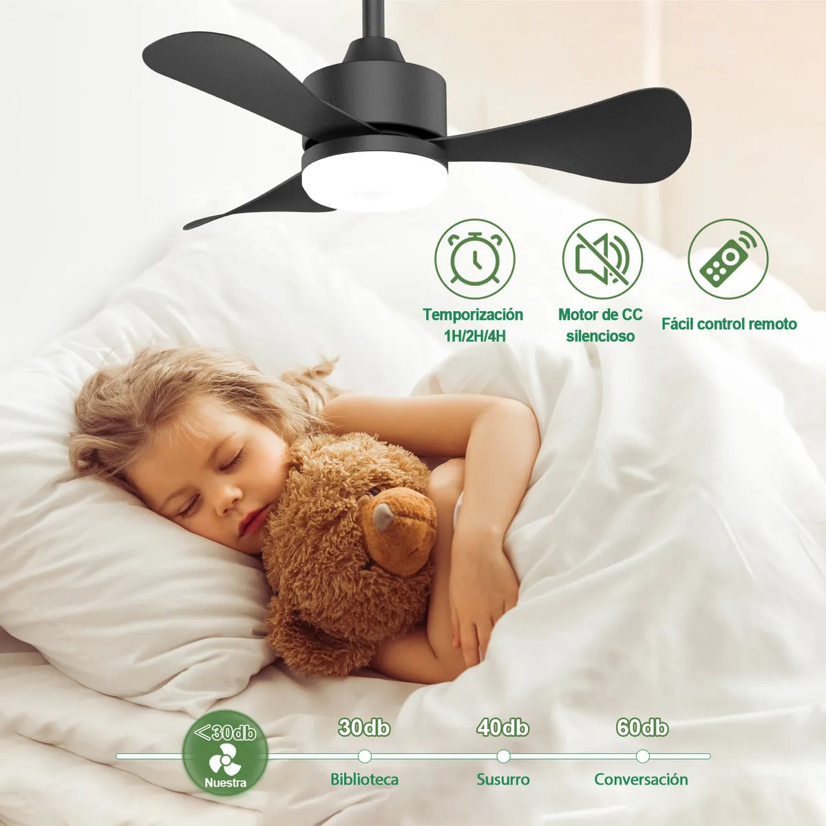 Foto 3 | Ventilador De Techo Belug Modernos De 28 Pulgadas Negro
