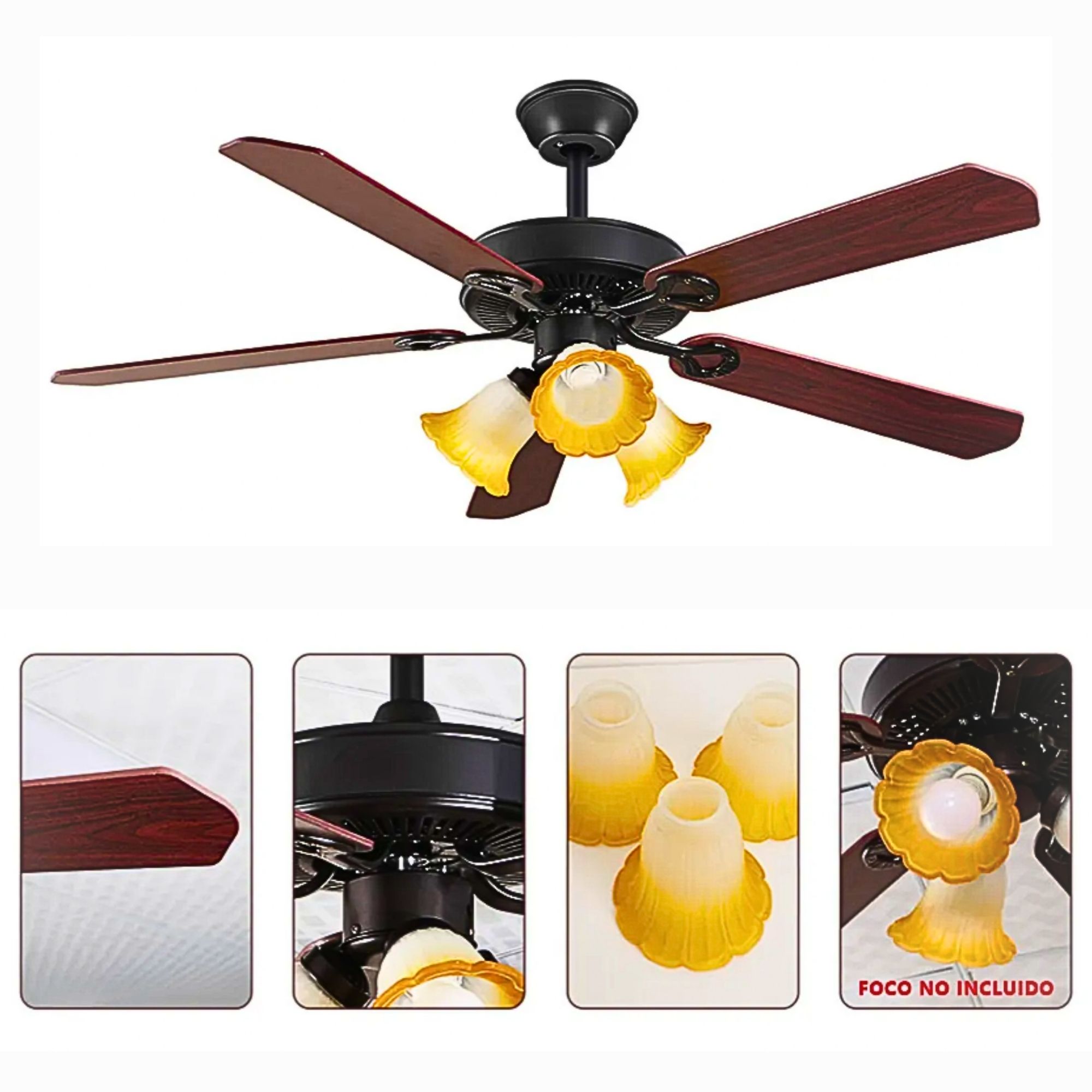 Ventilador Techo De Madera 6 Velocidades Con Control