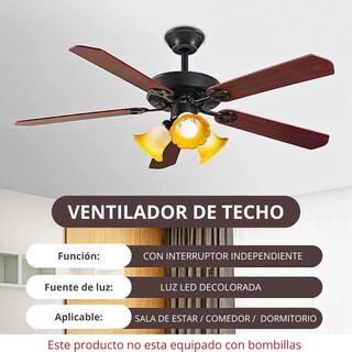 Foto 2 | Ventilador Techo De Madera 6 Velocidades Con Control