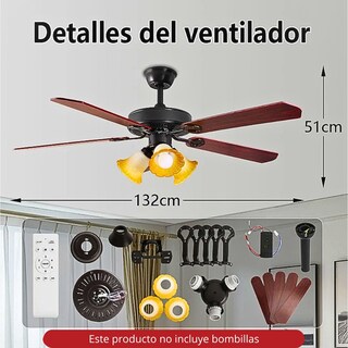 Foto 5 | Ventilador Techo De Madera 6 Velocidades Con Control