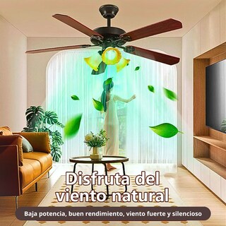 Foto 6 | Ventilador Techo De Madera 6 Velocidades Con Control