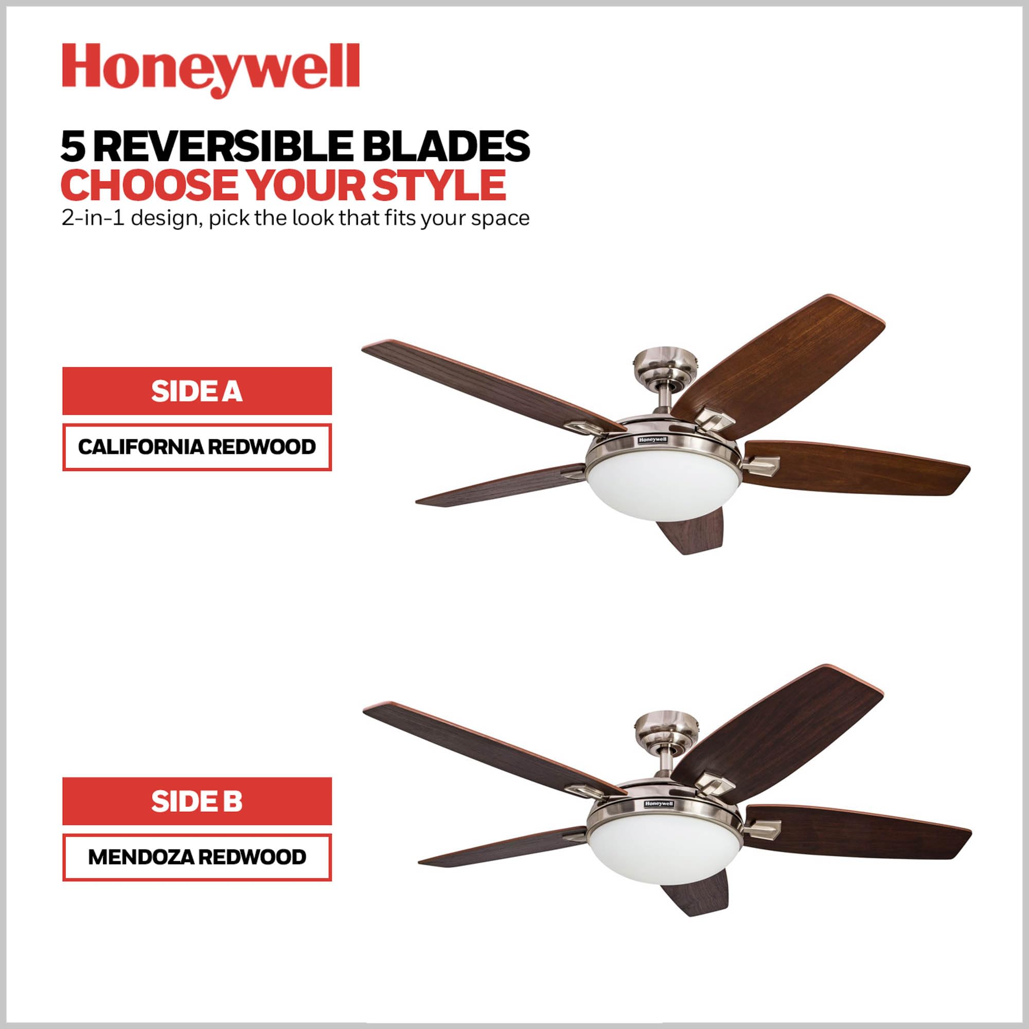 Foto 5 pulgar | Ventilador De Techo Honeywell Carmel Modern De 122 Cm Con Luz De 5 Aspas - Venta Internacional.