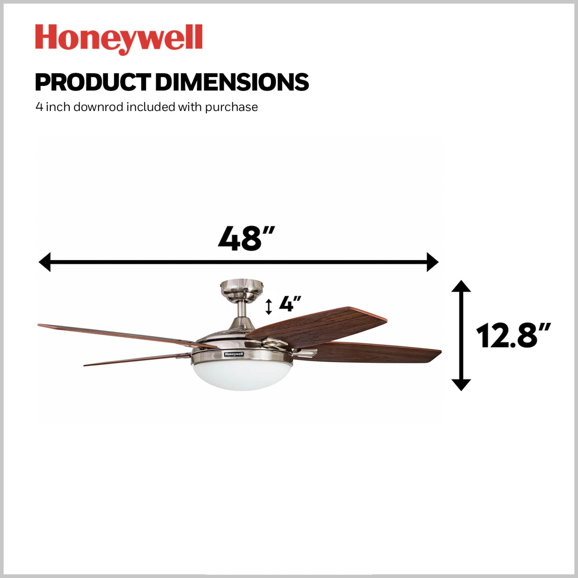 Foto 7 pulgar | Ventilador De Techo Honeywell Carmel Modern De 122 Cm Con Luz De 5 Aspas - Venta Internacional.