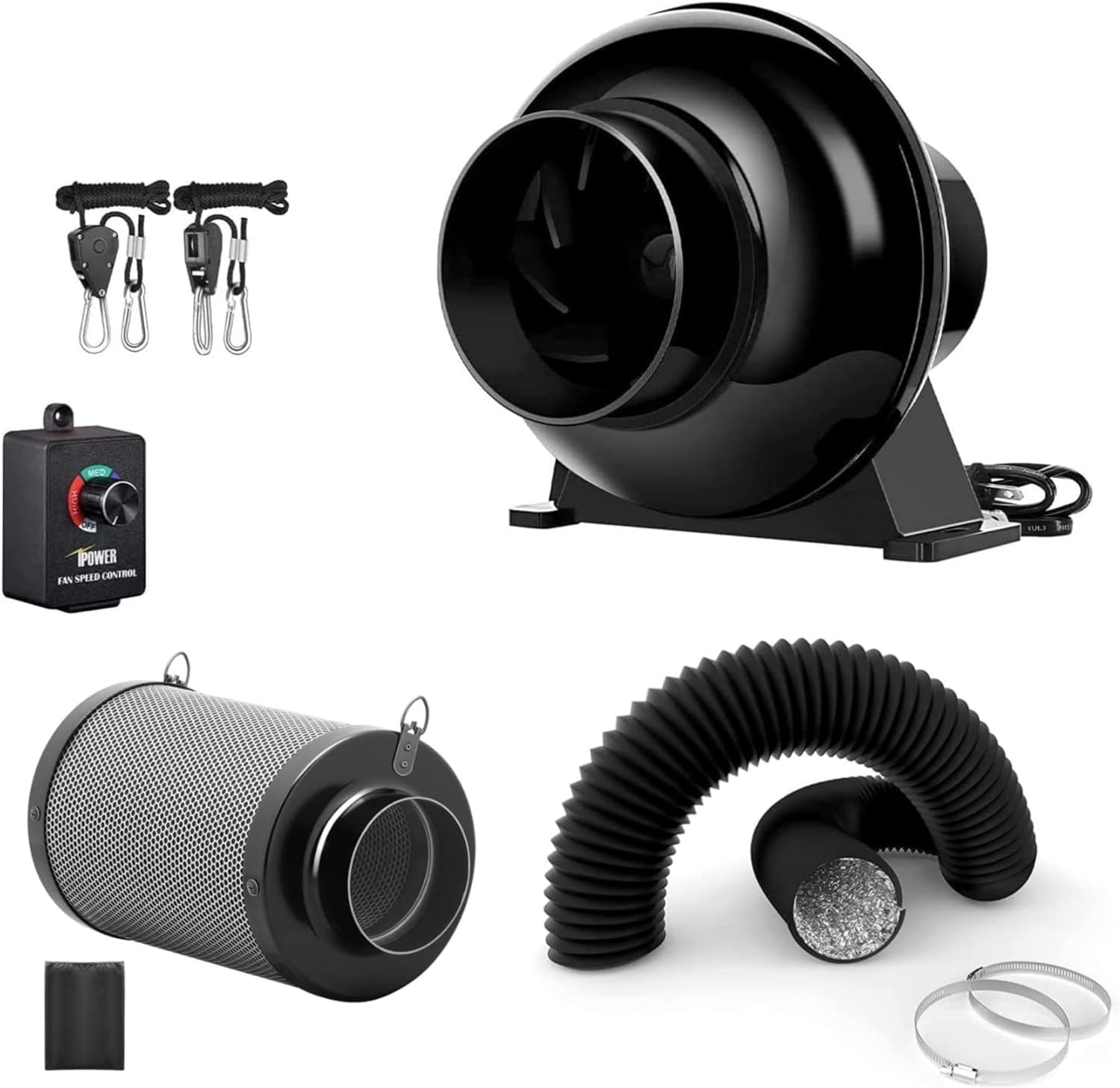 Foto 1 | Kit De Ventilación Ipower De 4 Pulgadas Y 195 Cfm Con Filtro De Carbono Y Ducto - Venta Internacional.