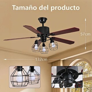 Foto 3 | Ventilador de Techo con Lámpara CM-TOP 132 cm
