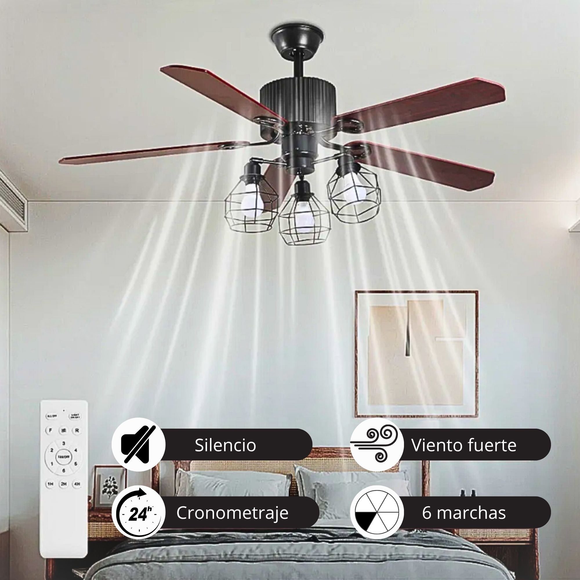 Foto 5 pulgar | Ventilador de Techo con Lámpara CM-TOP 132 cm