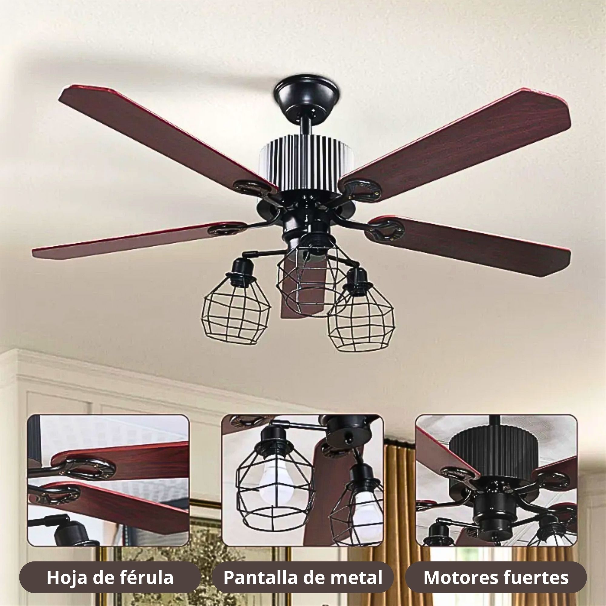 Foto 7 pulgar | Ventilador de Techo con Lámpara CM-TOP 132 cm