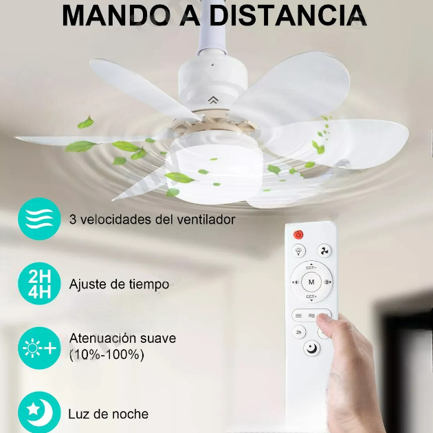Foto 3 pulgar | Xtellar Ventilador De Techo Luminaria Inteligente Multifuncional Silenciosa E27 40w – Iluminación Regulable Y 3 Ve