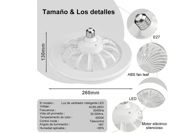 Foto 2 | Xtellar Lámpara Ventilador De Techo Multifuncional Con Control Remoto