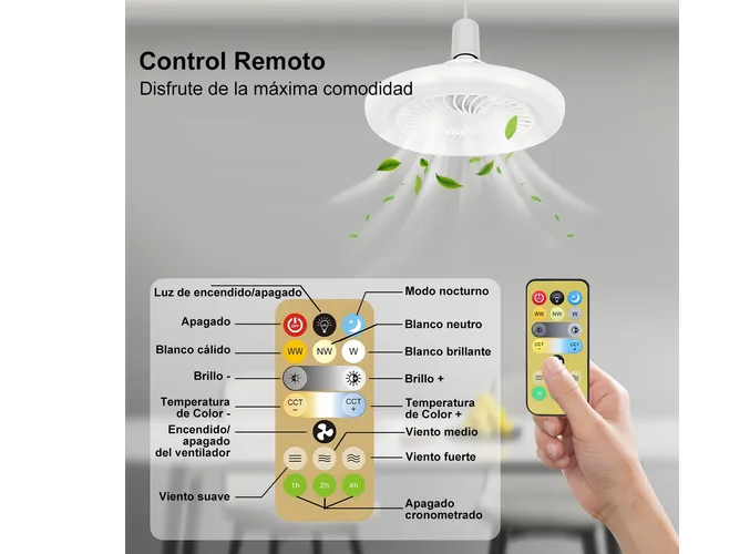 Foto 4 pulgar | Xtellar Lámpara Ventilador De Techo Multifuncional Con Control Remoto