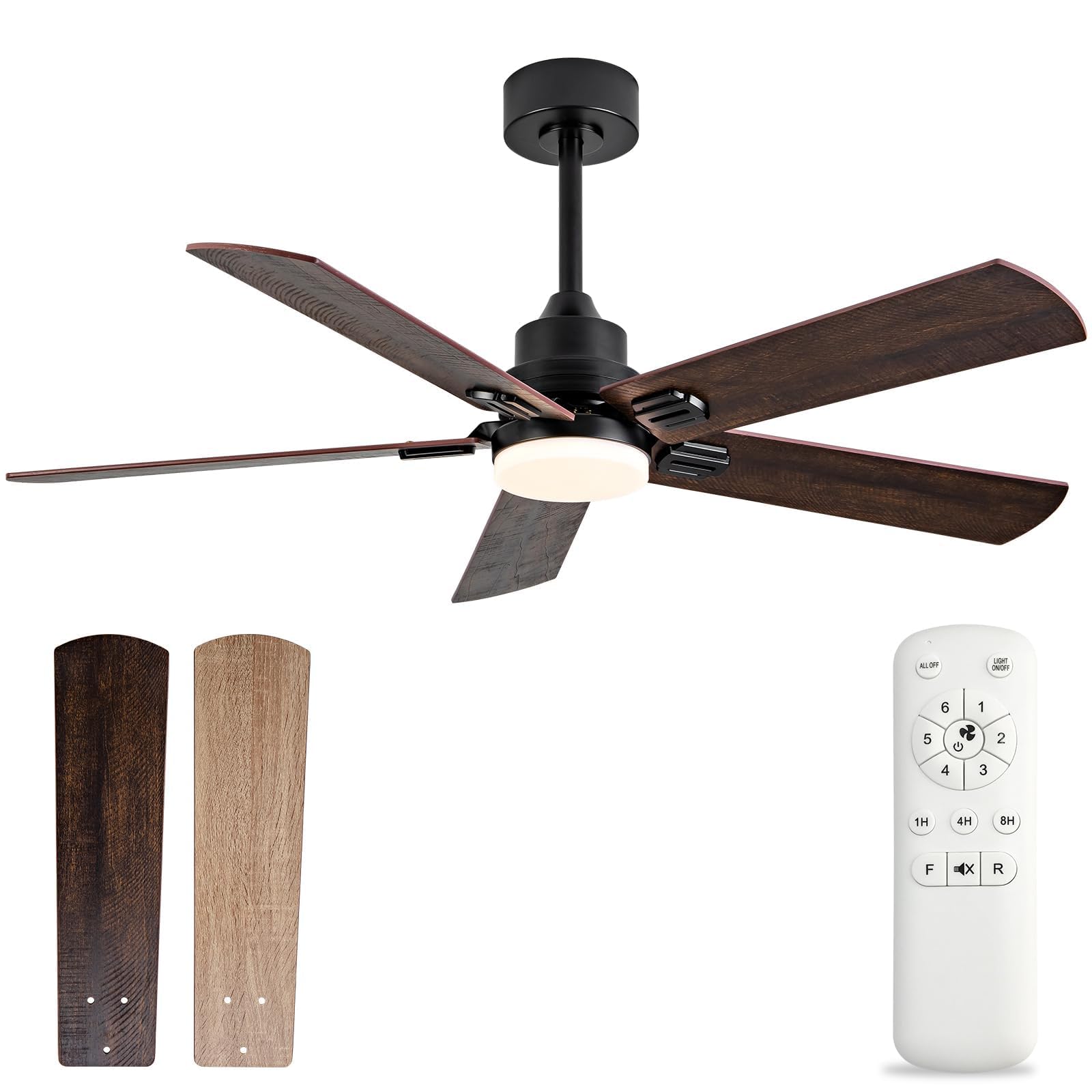 Foto 1 | Ventilador De Techo Boomjoy 132 Cm Con Luces Y Mando A Distancia, Color Negro - Venta Internacional.