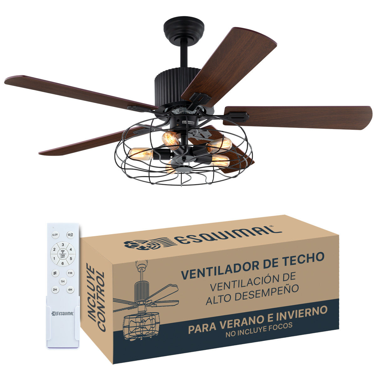 Foto 1 | Ventilador de Techo con Luz Esquimal 132 Cm 6 Velocidades