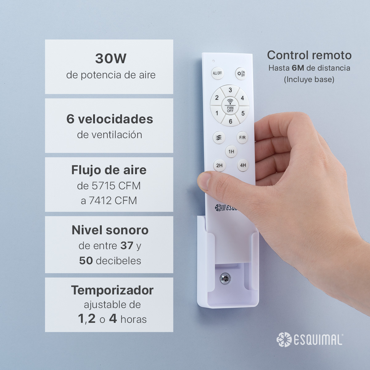Foto 6 pulgar | Ventilador de Techo con Luz Esquimal 132 Cm 6 Velocidades