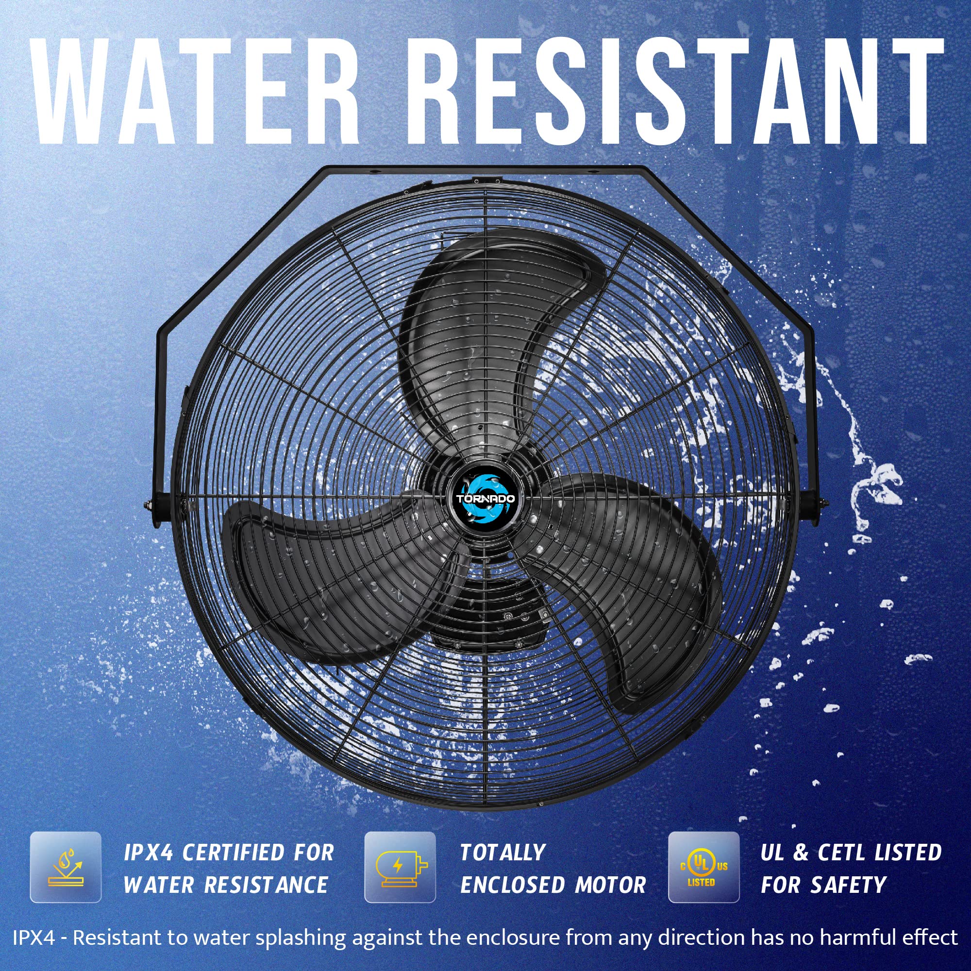 Foto 4 | Ventilador De Pared Tornado De 18 Pulgadas Para Exteriores Ipx4 Resistente Al Agua - Venta Internacional.