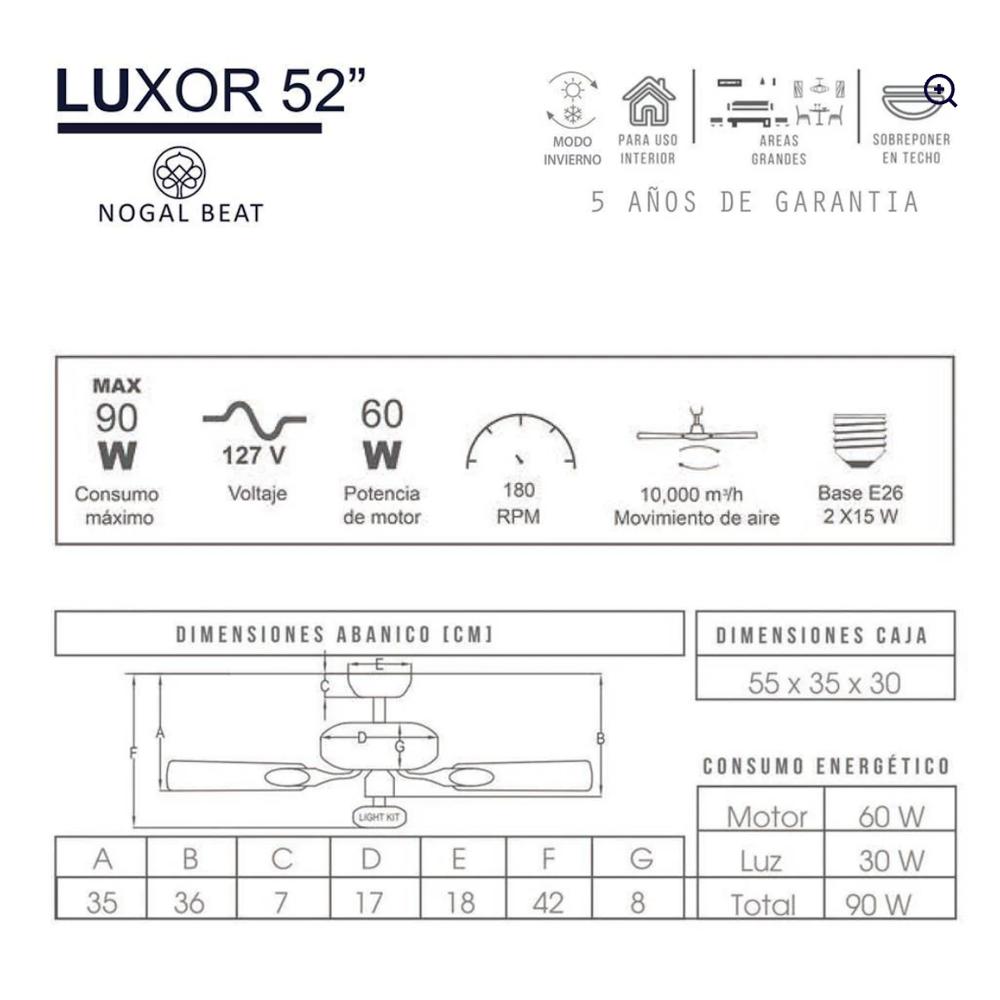 Foto 3 pulgar | Ventilador De Techo Masterfan Luxor 52 Satinado Varilla