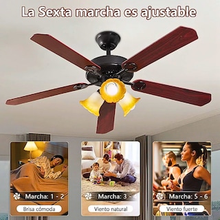Foto 5 | Ventilador Techo 5 Aspas Madera 6 Velocidades 52 Diámetro