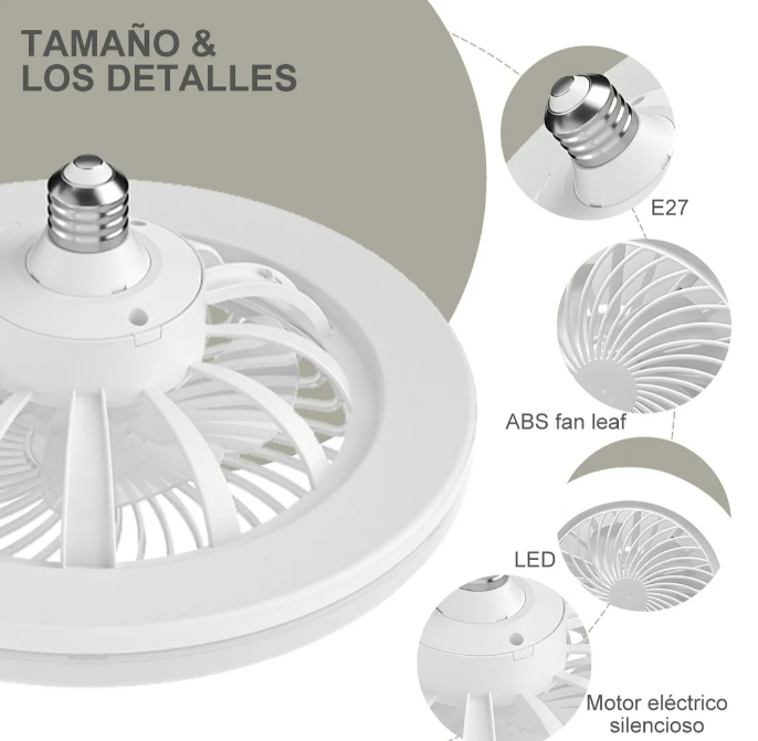 Foto 3 | Xtellar Lámpara Ventilador De Techo Ultrasilencioso Con Control Remoto - Blanco Elegante Y Funcional De 3 Velocidades