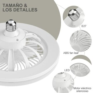 Foto 3 | Xtellar Lámpara Ventilador De Techo Ultrasilencioso Con Control Remoto - Blanco Elegante Y Funcional De 3 Velocidades