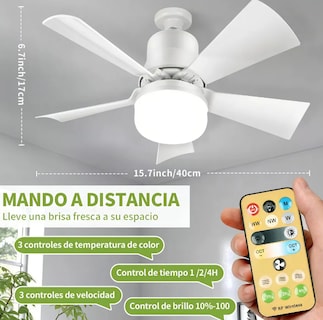 Foto 3 | Ventilador De Techo Lujoso Xtellar Con Control Remoto Y 5 Palas Aerodinámicas Diseño Moderno 40cm - Blanco Elegante