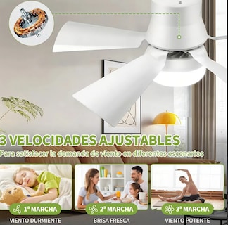 Foto 4 | Ventilador De Techo Lujoso Xtellar Con Control Remoto Y 5 Palas Aerodinámicas Diseño Moderno 40cm - Blanco Elegante