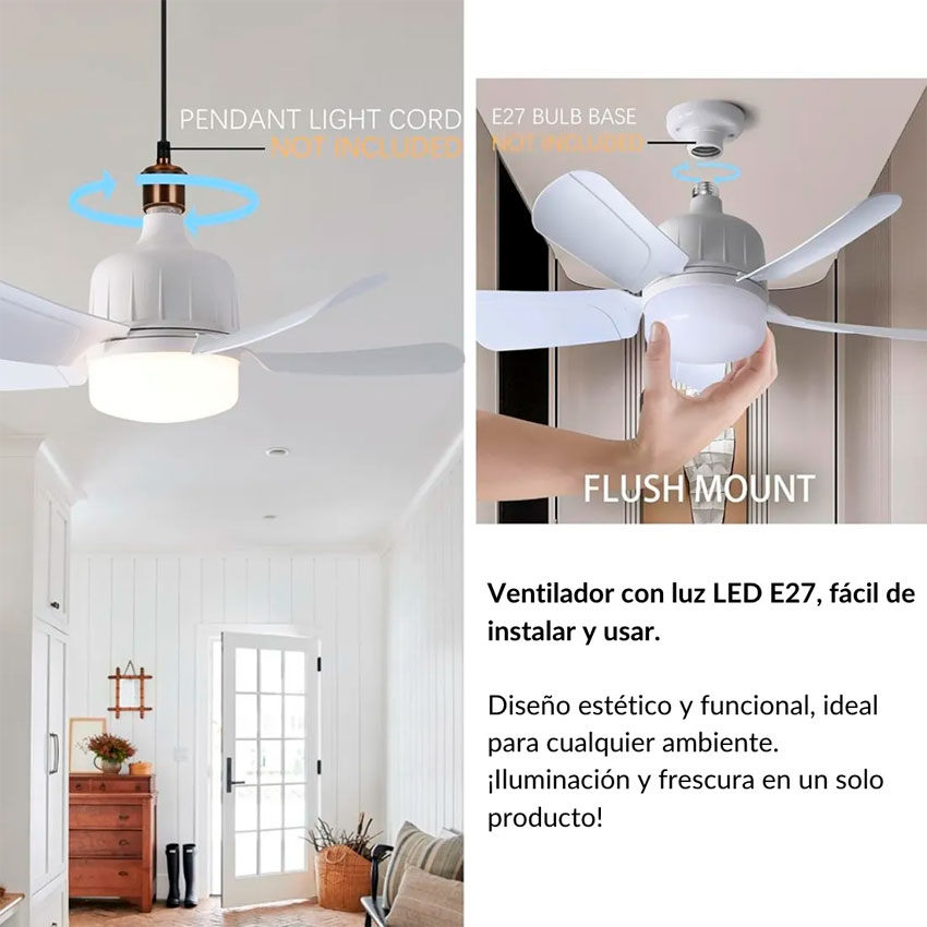 Foto 2 | Lampara Con Ventilador Tianlai De Techo Aspas Desmontables 1 Velocidad