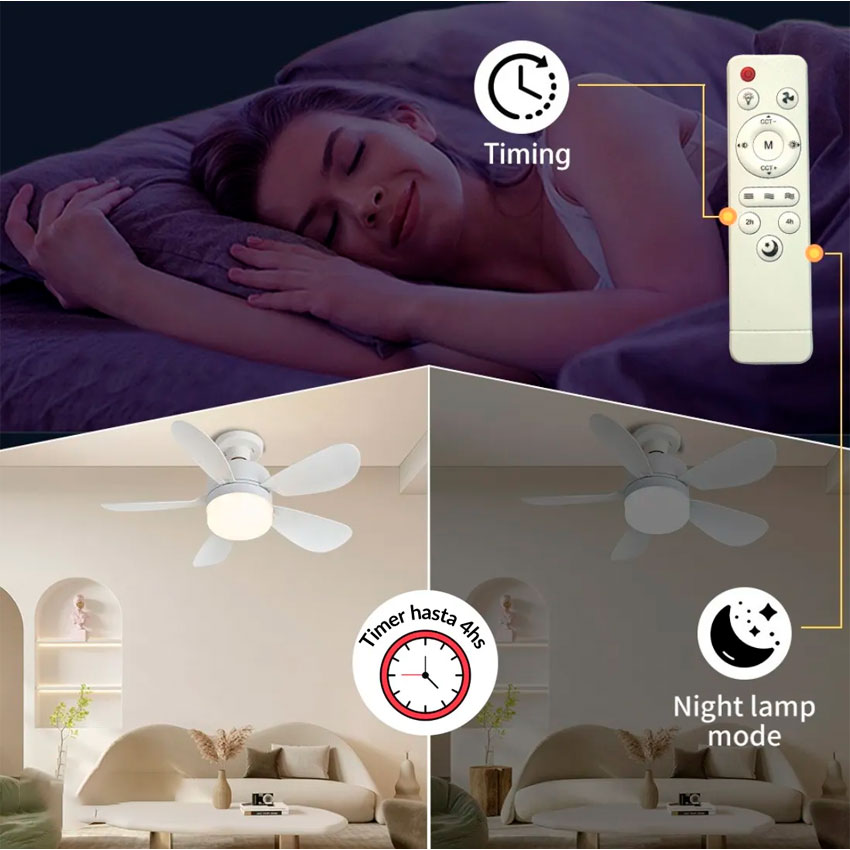 Foto 4 | Lampara Con Ventilador Tianlai De Techo 6 Aspas  3 Velocidades
