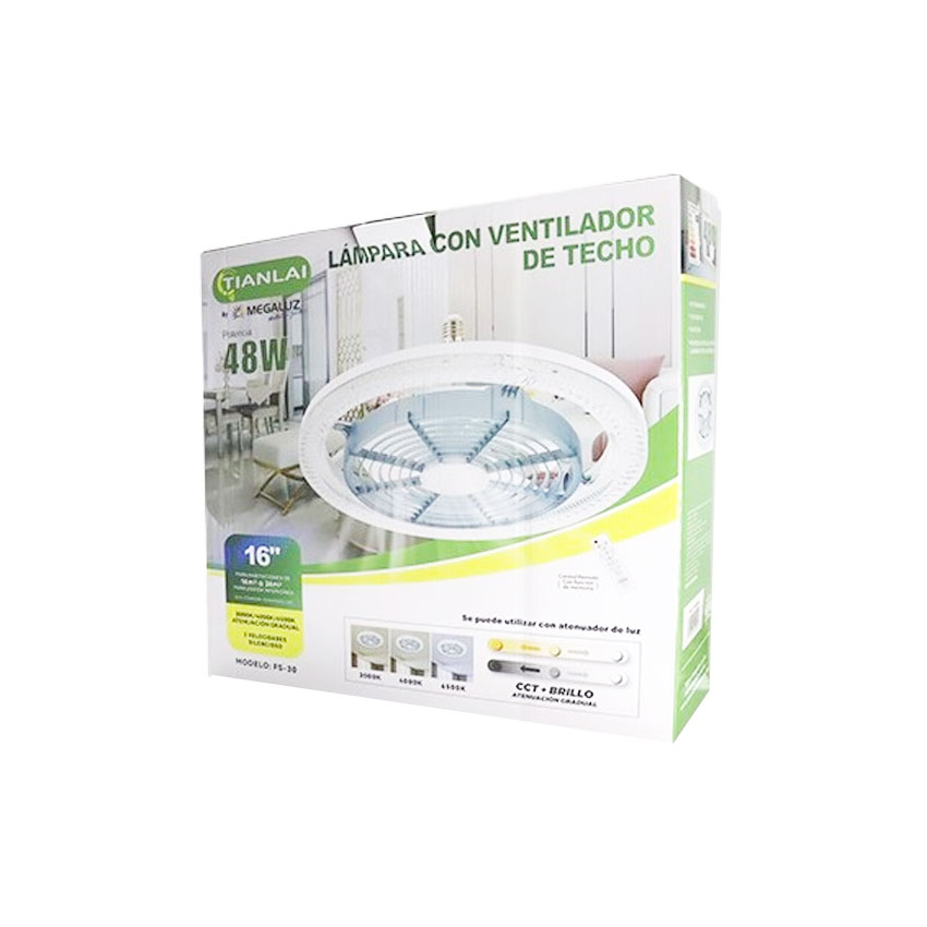 Foto 4 pulgar | Lampara Led Con Ventilador Tianlai De Techo 48w 16 Pulgadas
