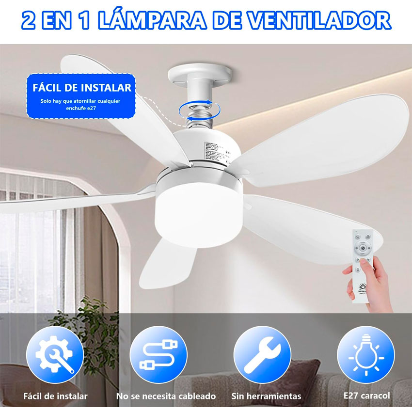 Foto 3 | Lampara Led Con Ventilador Tianlai 5 Aspas Desmontables
