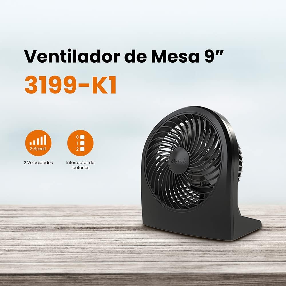 Foto 6 pulgar | Ventilador de Escritorio Mytek MY3199K color Negro 9 "