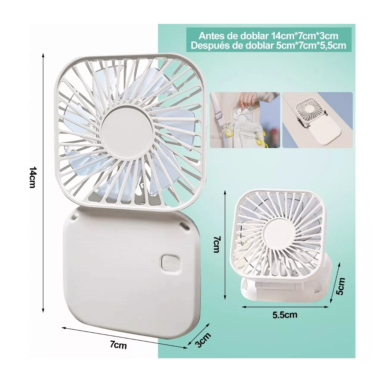 Foto 5 pulgar | Mini Ventilador Portátil Belug Carga por Usb color Blanco