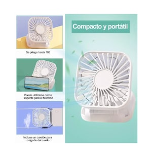Foto 3 | Mini Ventilador Plegable Usb Portátil Blanco