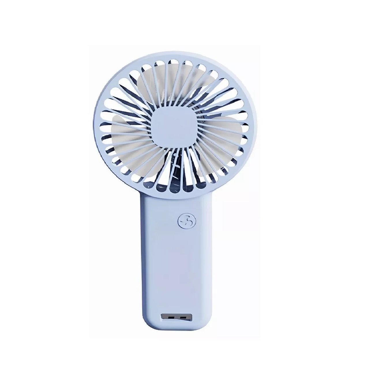 Ventilador Mini Portátil para Mano y Base Azul