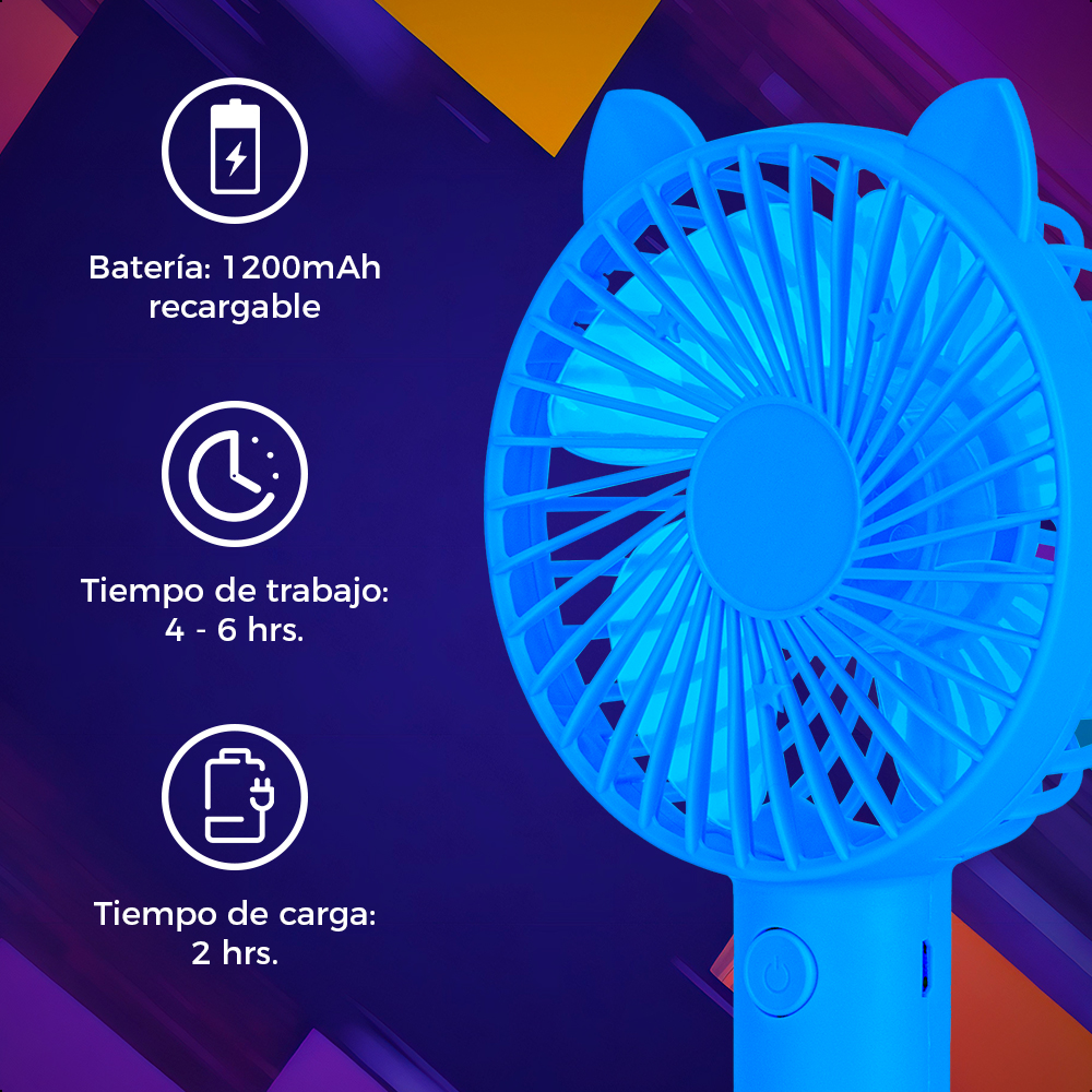 Foto 7 pulgar | Ventilador Portátil Ginga 3 Velocidades color Azul