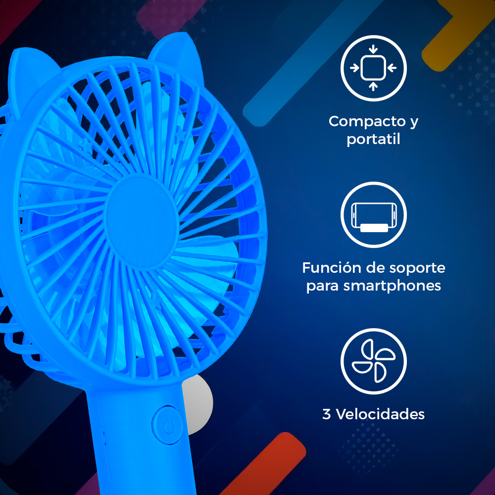 Foto 7 | Ventilador Portátil Ginga 3 Velocidades color Azul