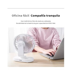 Foto 4 | Ventilador Portátil de Mesa Belug Blanco Recargable 4 Velocidades