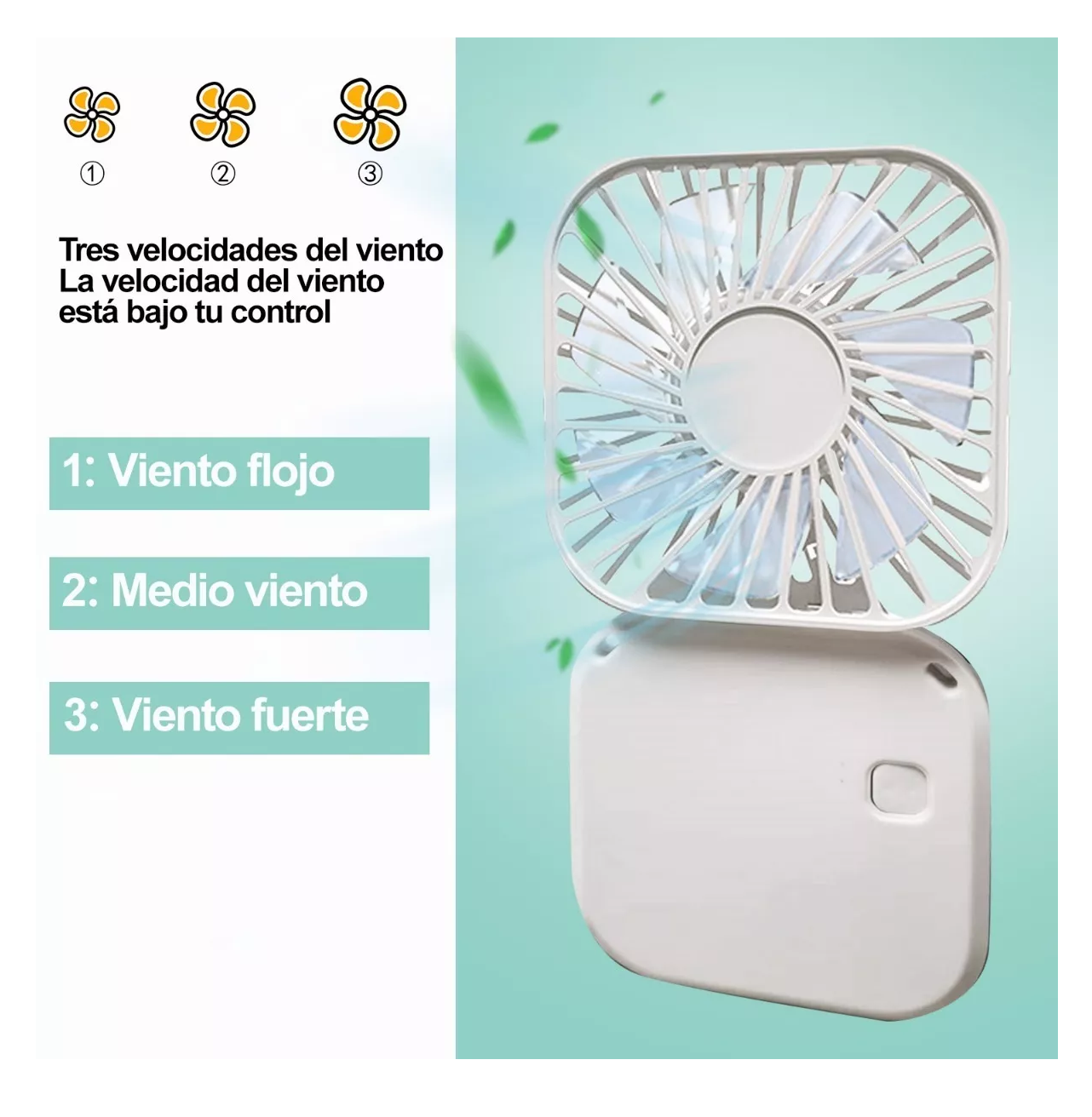 Foto 4 pulgar | Mini Ventilador Portátil Plegable Carga Por Usb, Blanco