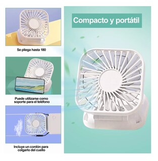 Foto 4 | Mini Ventilador Portátil Plegable Carga Por Usb, Blanco