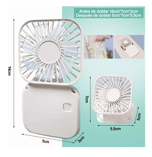 Foto 5 | Mini Ventilador Portátil Plegable Carga Por Usb, Blanco