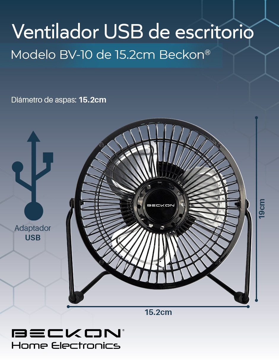 Foto 3 pulgar | Ventilador de Escritorio Beckon Negro SB + Clip 15.2 cm