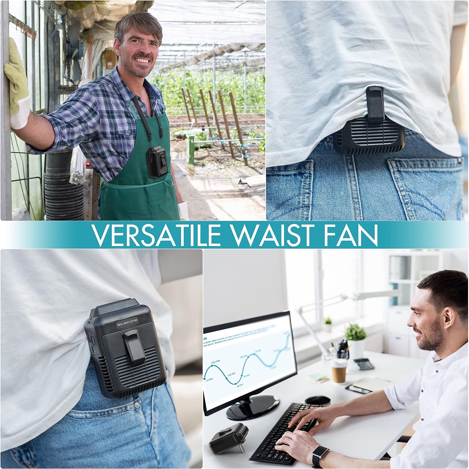 Foto 2 | Venta Internacional - Ventilador Portátil con Clip para Cintura Jieyou 8000 Mah con Batería de 32 Horas