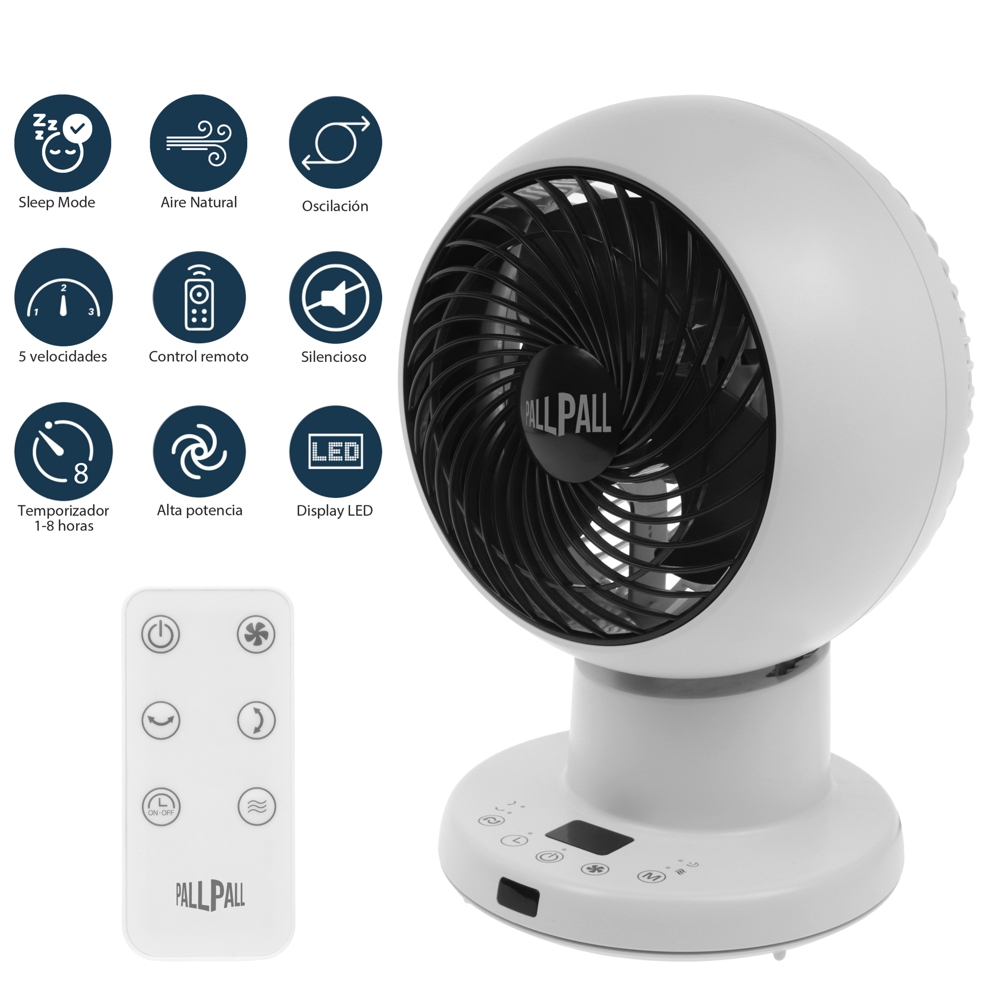 Foto 3 pulgar | Ventilador Pallpall Tipo Woozoo Blanco Giratorio con Control Remoto