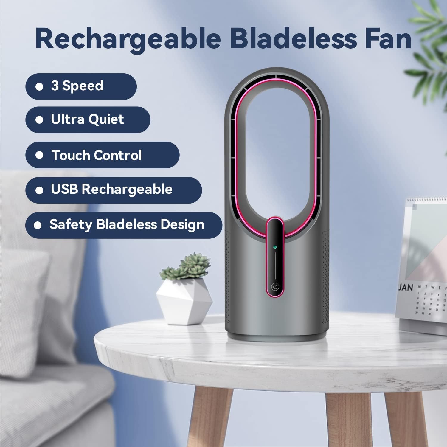 Foto 3 pulgar | Venta Internacional - Ventilador de Escritorio Jieyou sin Aspas de Pilas