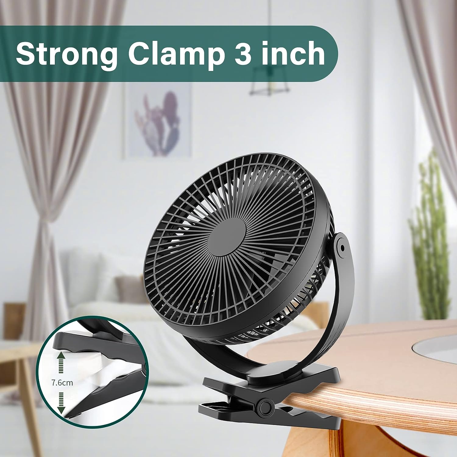 Foto 9 pulgar | Venta Internacional - Ventilador Portátil Clip On Recargable con Batería de 10000 mAh y 3 Velocidades