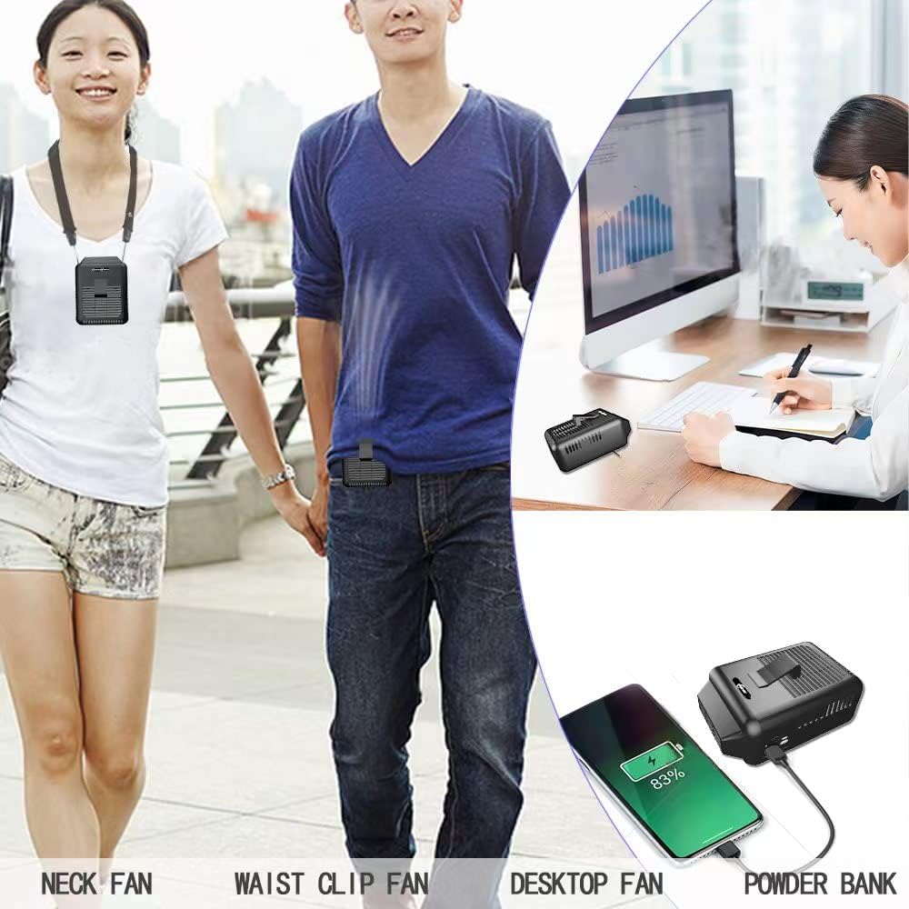 Foto 4 pulgar | Venta Internacional - Ventilador Portátil para Colgar en la Cintura y Cuello Batería Externa de 8000 Mah