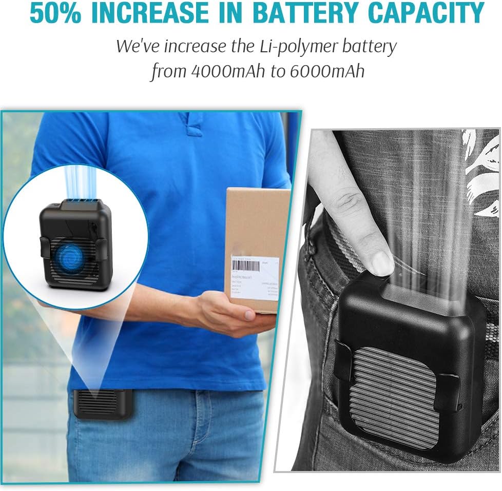 Foto 4 pulgar | Venta Internacional - Abanico Portátil con Pinza de Cintura y Batería de 6000 mAh