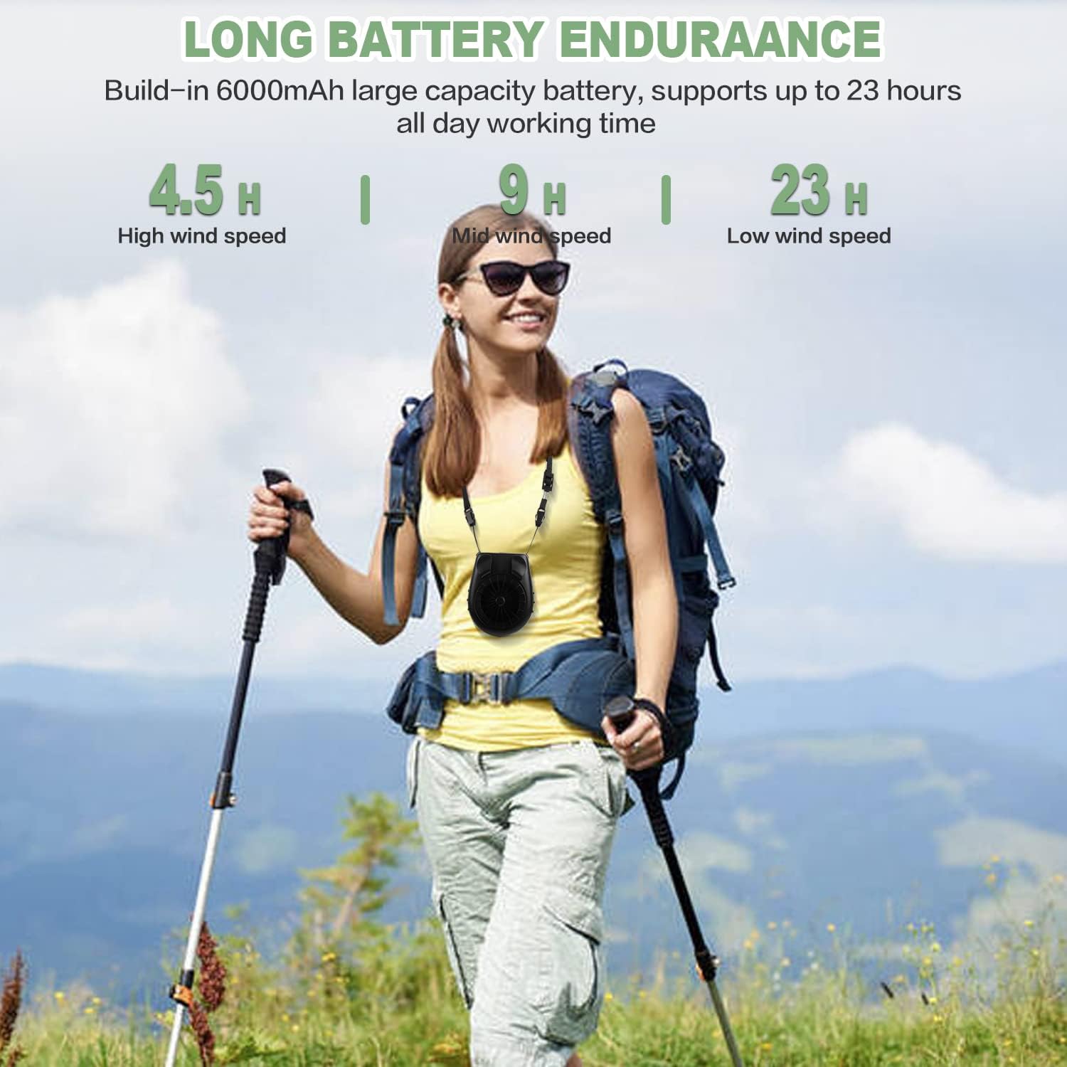 Foto 5 | Venta Internacional - Ventilador de Cintura Portátil Jieyou Batería de 6000 Mah con Correa para Collar