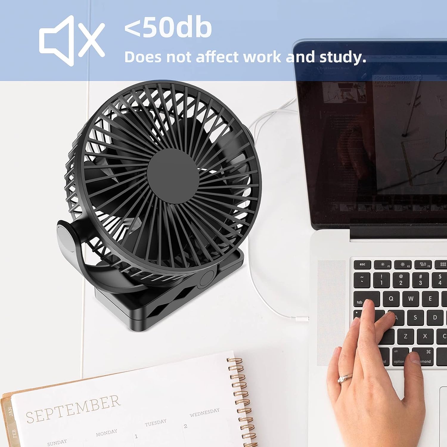 Foto 7 pulgar | Venta Internacional - Ventilador de Escritorio Silencioso con Clip Jieyou de 6 Pulgadas y Recarga USB de 5000 mAh